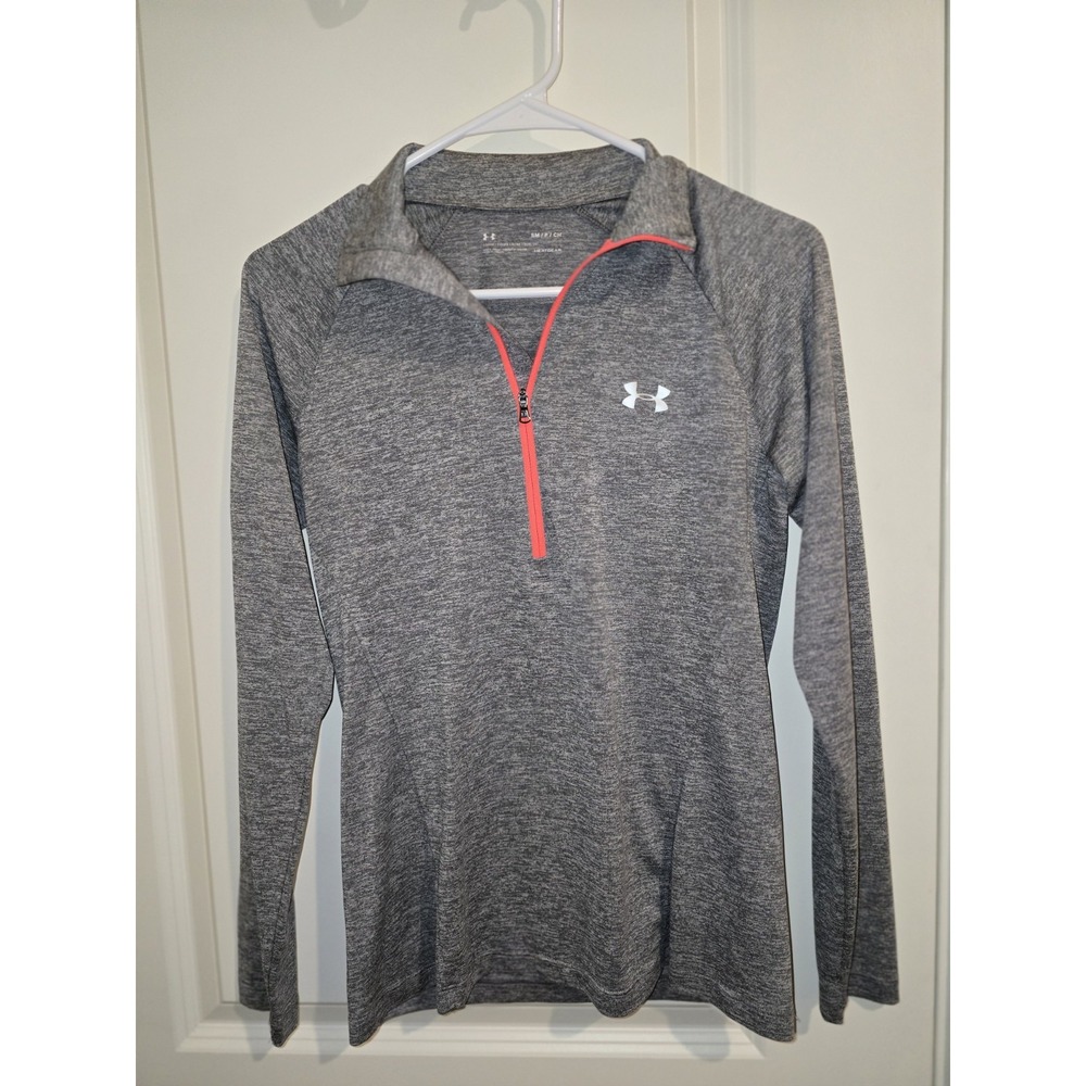 Under Armour Women's Long Sleeve Heatgear Grey Loose Quarter Zip Size Small